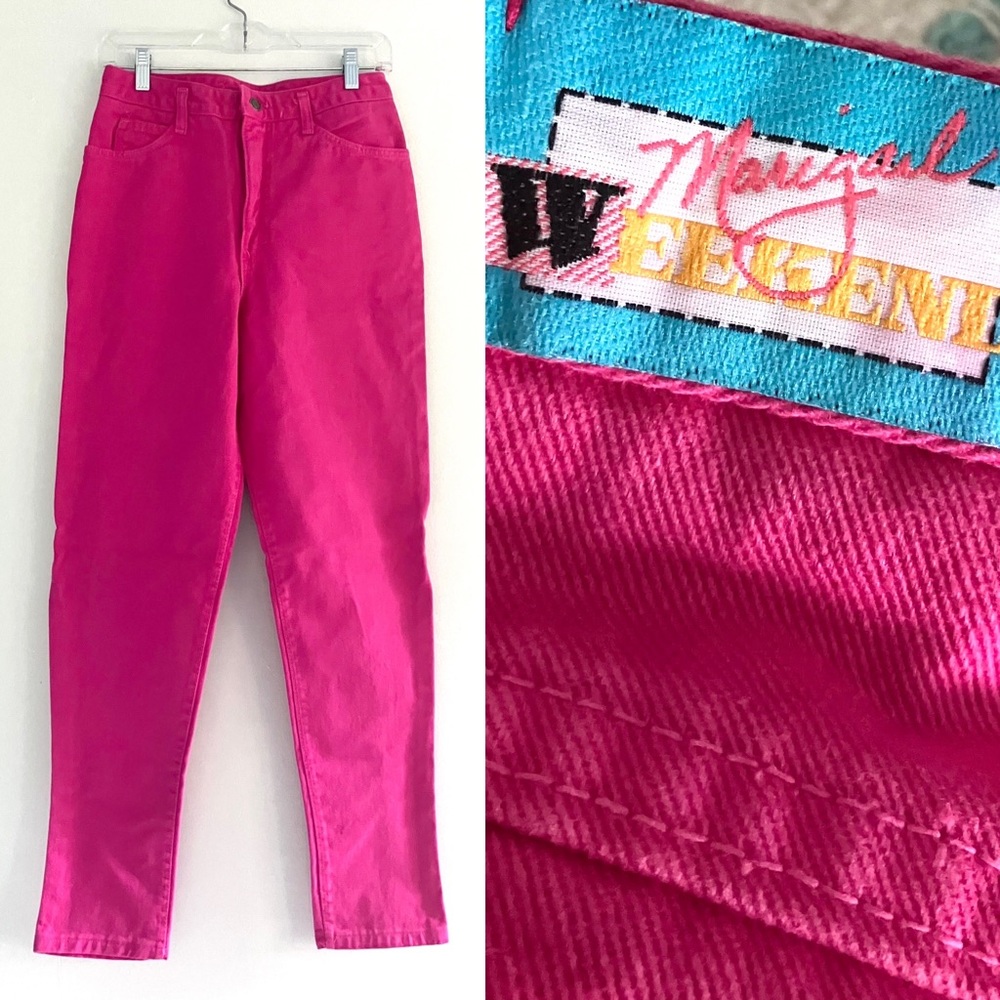 Vintage 80’s hot pink fuchsia high waist rise denim mom jeans - Picture 1 of 10